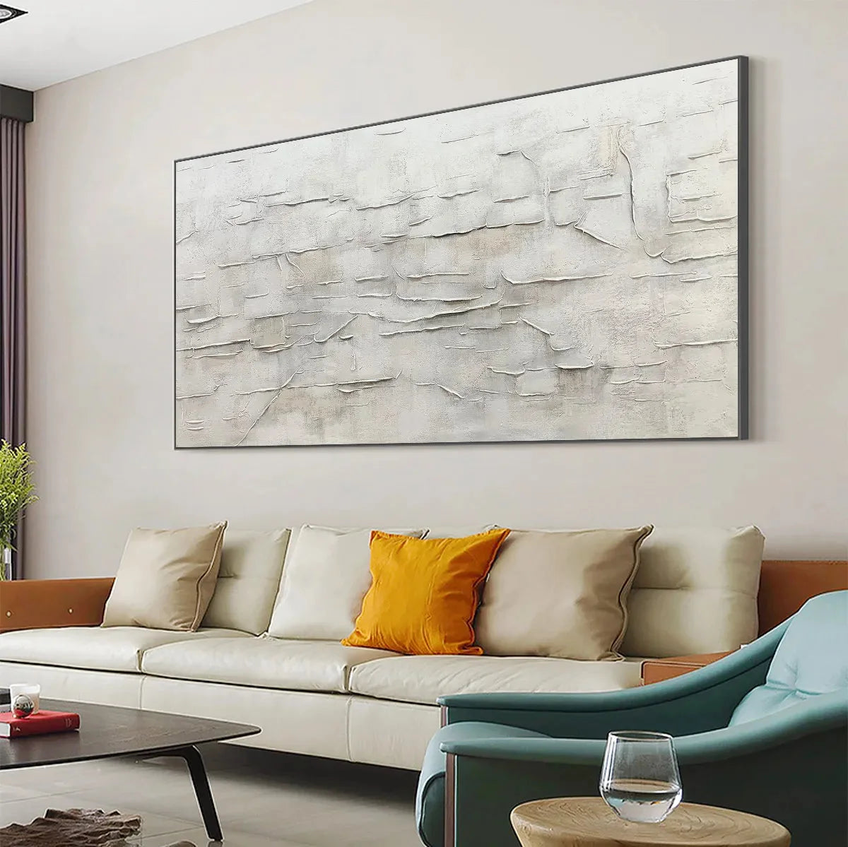 WHITE SANDS | gold frame stretched on neutral wall