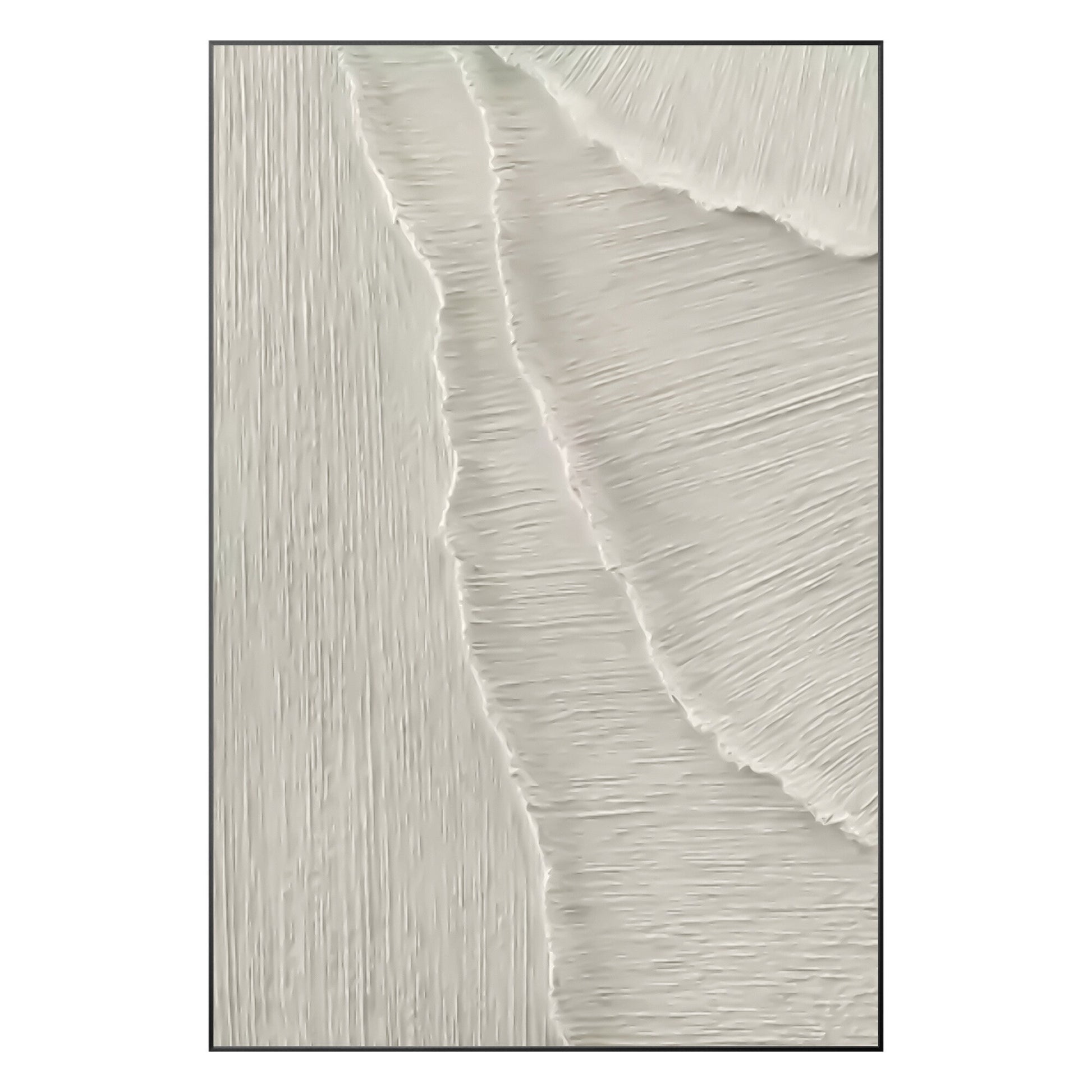 White Texture 3D Painting on Canvas: Abstract Ocean Waves, Nordic Decor #10