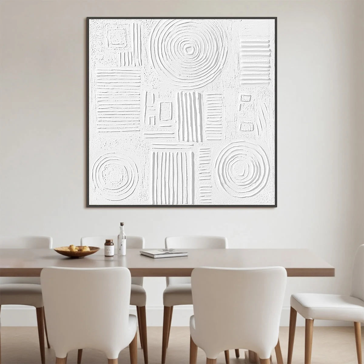 WHITE | Minimalist closeup, raised brushwork detail