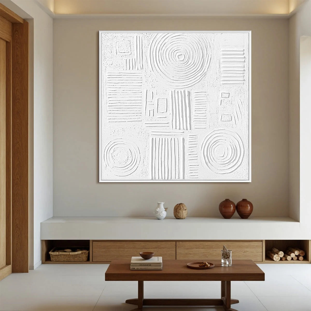WHITE | gold frame stretched on neutral wall