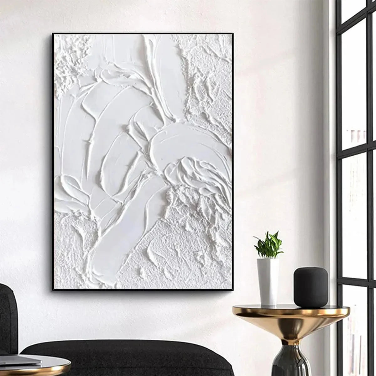 WHITE TEXTURE | Minimalist closeup, raised brushwork detail