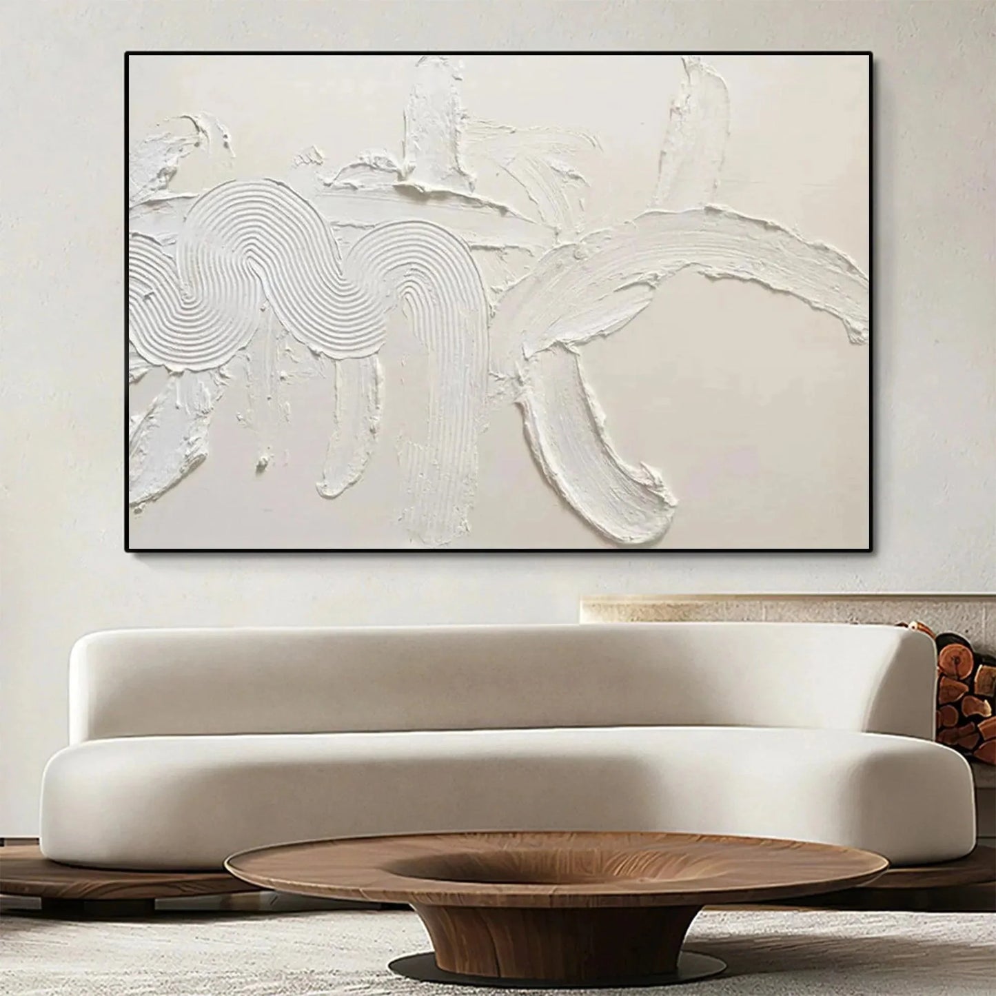 WHITE TEXTURED ABSTRACT | Abstract closeup, raised brushwork detail