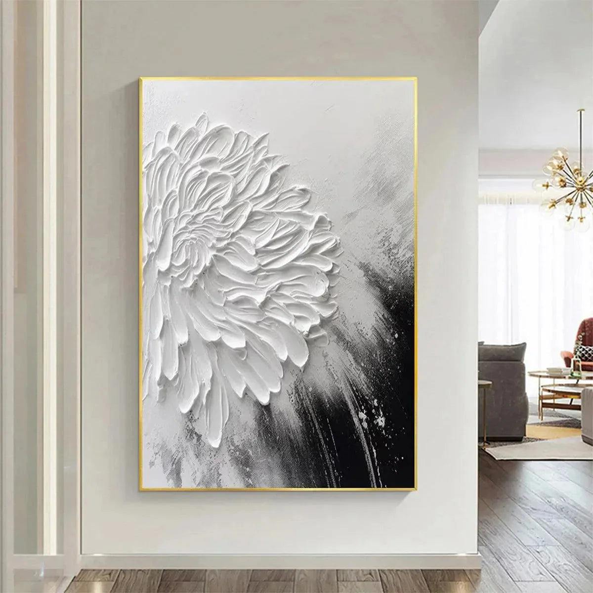 WHITE TEXTURED BLOOM | Abstract closeup, raised brushwork detail