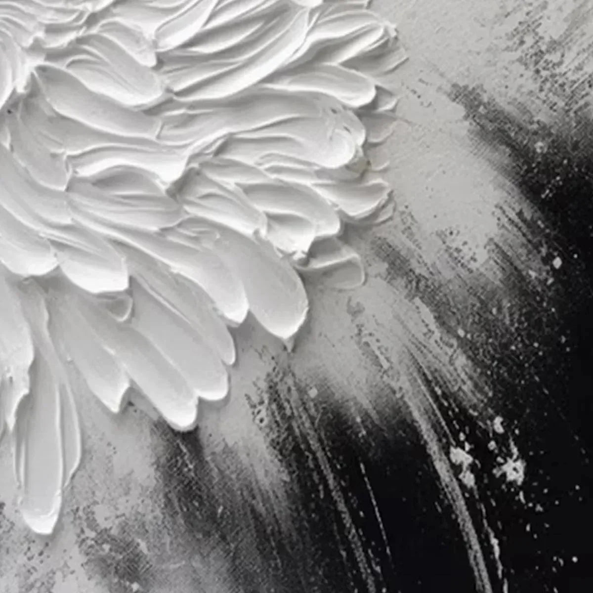 WHITE TEXTURED BLOOM | rectangular format, hand-painted canvas edge