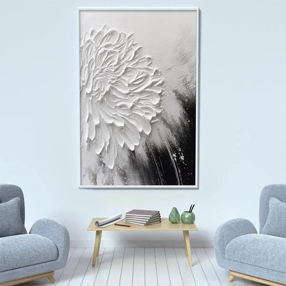 WHITE TEXTURED BLOOM | rolled canvas, ready for custom framing