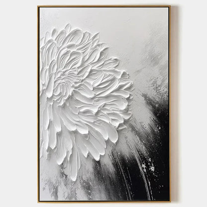 WHITE TEXTURED BLOOM | hanging in , Abstract wall art