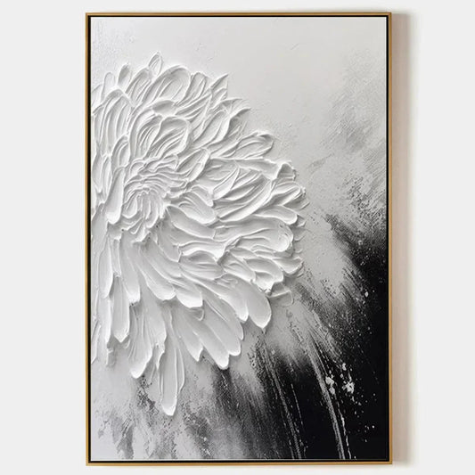 WHITE TEXTURED BLOOM | hanging in , Abstract wall art