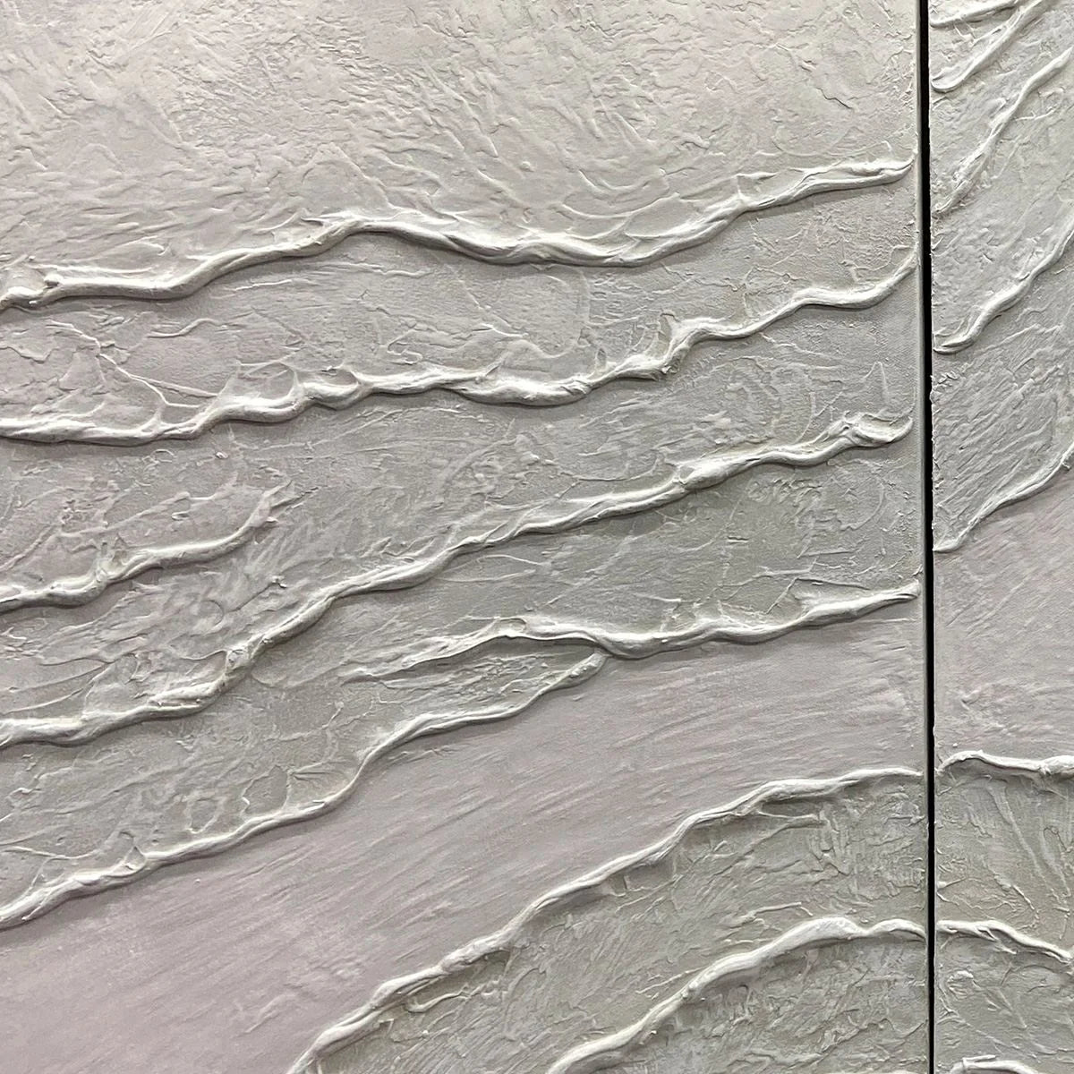 WHITE TEXTURED LINES DIPTYCH | black frame version on white wall