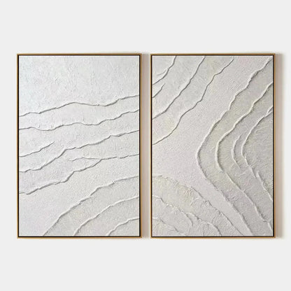 WHITE TEXTURED LINES DIPTYCH | hanging in , Abstract wall art