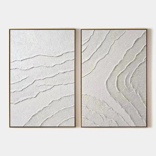 WHITE TEXTURED LINES DIPTYCH | hanging in , Abstract wall art