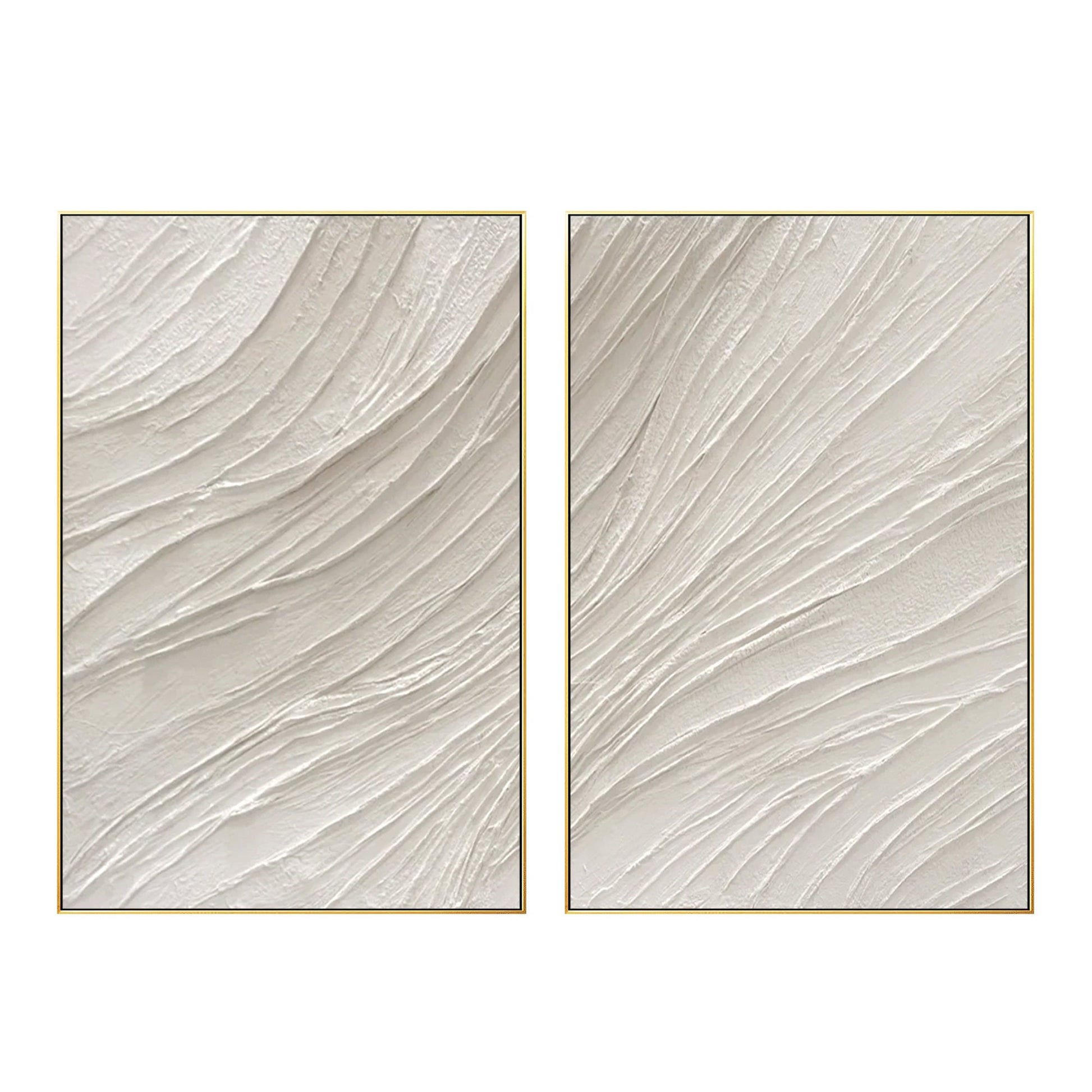 White textured minimalist 2 pieces painting, nordic/modern wall art, set of 2 li #8