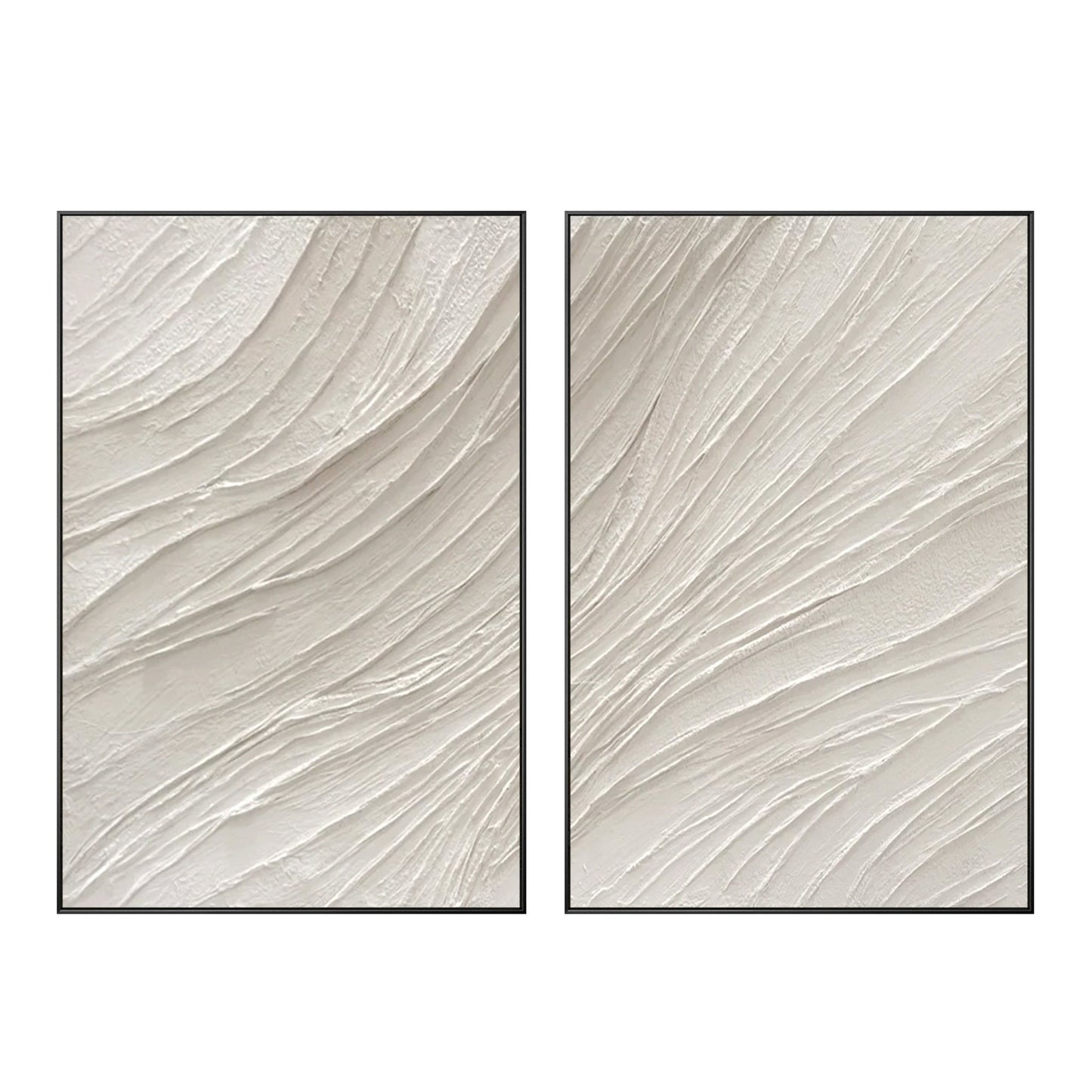 White textured minimalist 2 pieces painting, nordic/modern wall art, set of 2 li #10