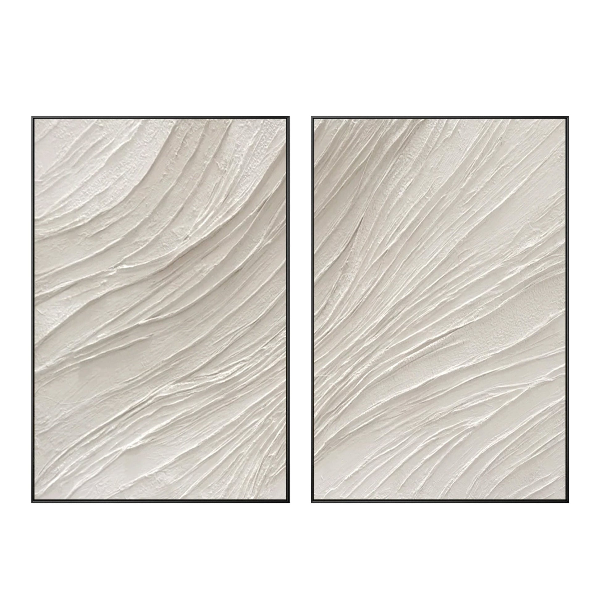White textured minimalist 2 pieces painting, nordic/modern wall art, set of 2 li #10