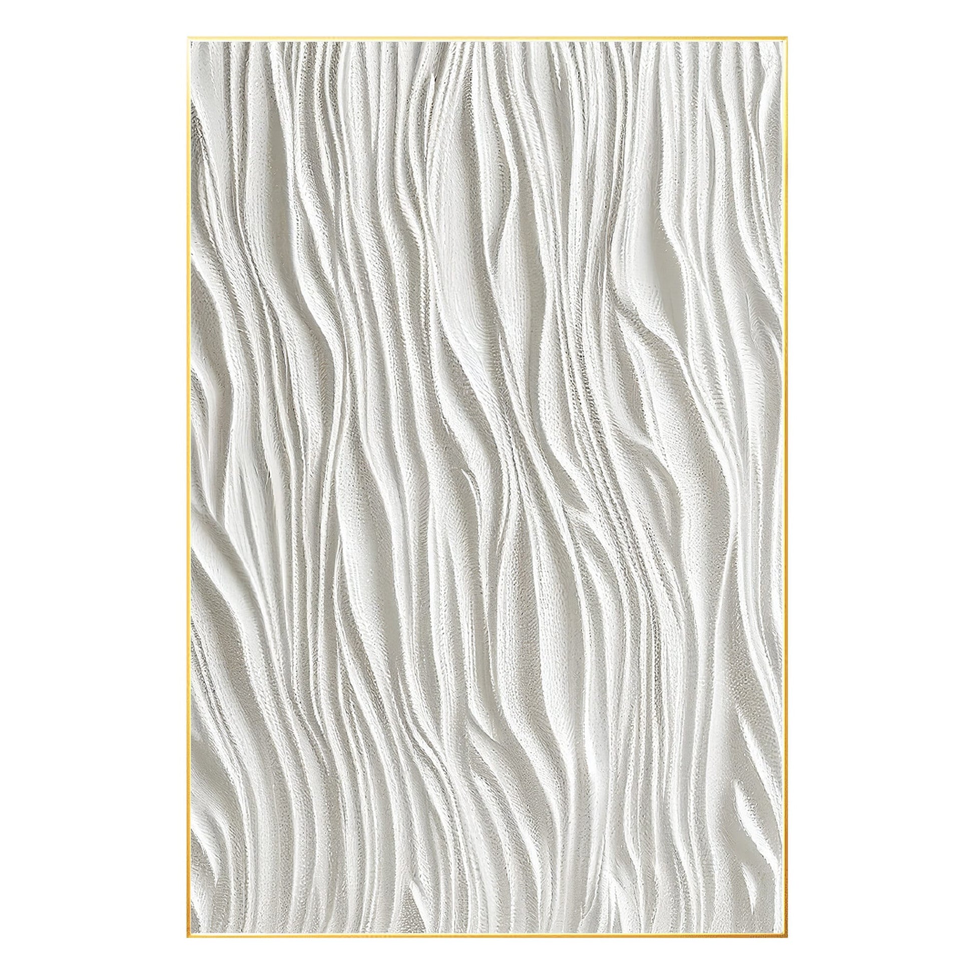 White Textured Painting: 3D Minimalist Framed Canvas Wall Art #7