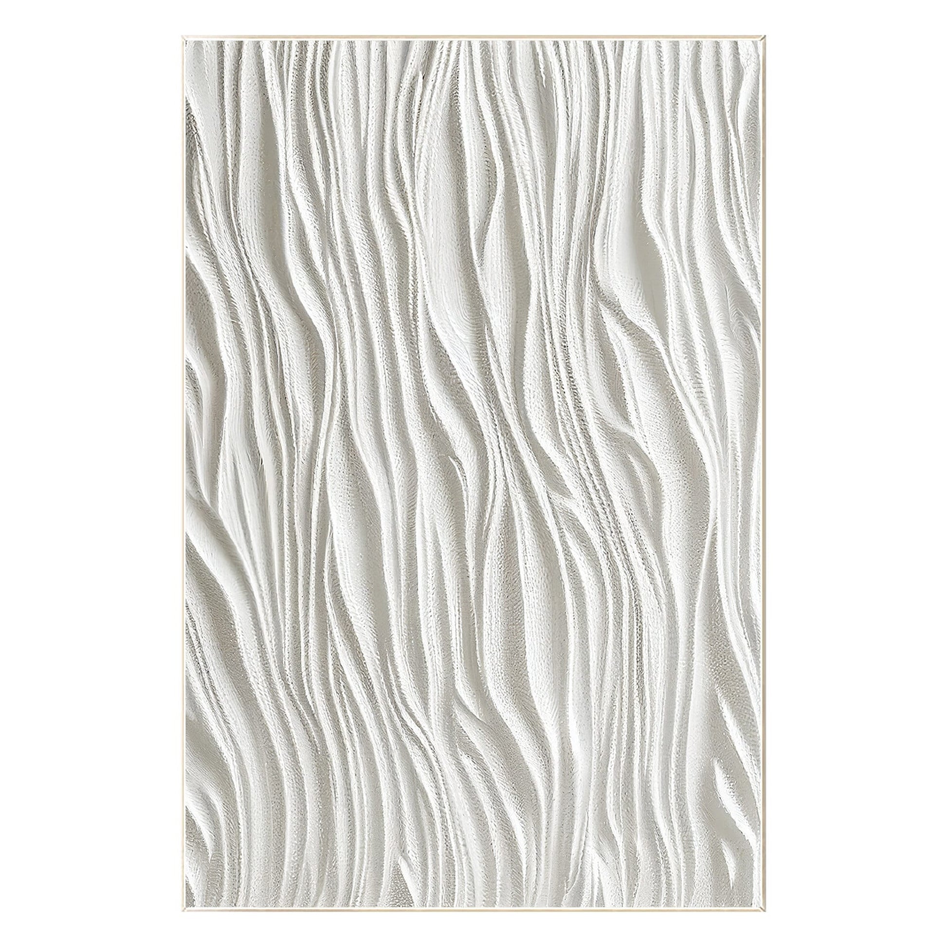 White Textured Painting: 3D Minimalist Framed Canvas Wall Art #8