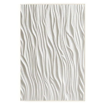 White Textured Painting: 3D Minimalist Framed Canvas Wall Art #8
