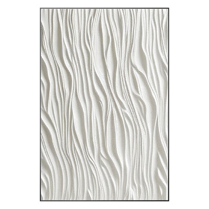 White Textured Painting: 3D Minimalist Framed Canvas Wall Art #9