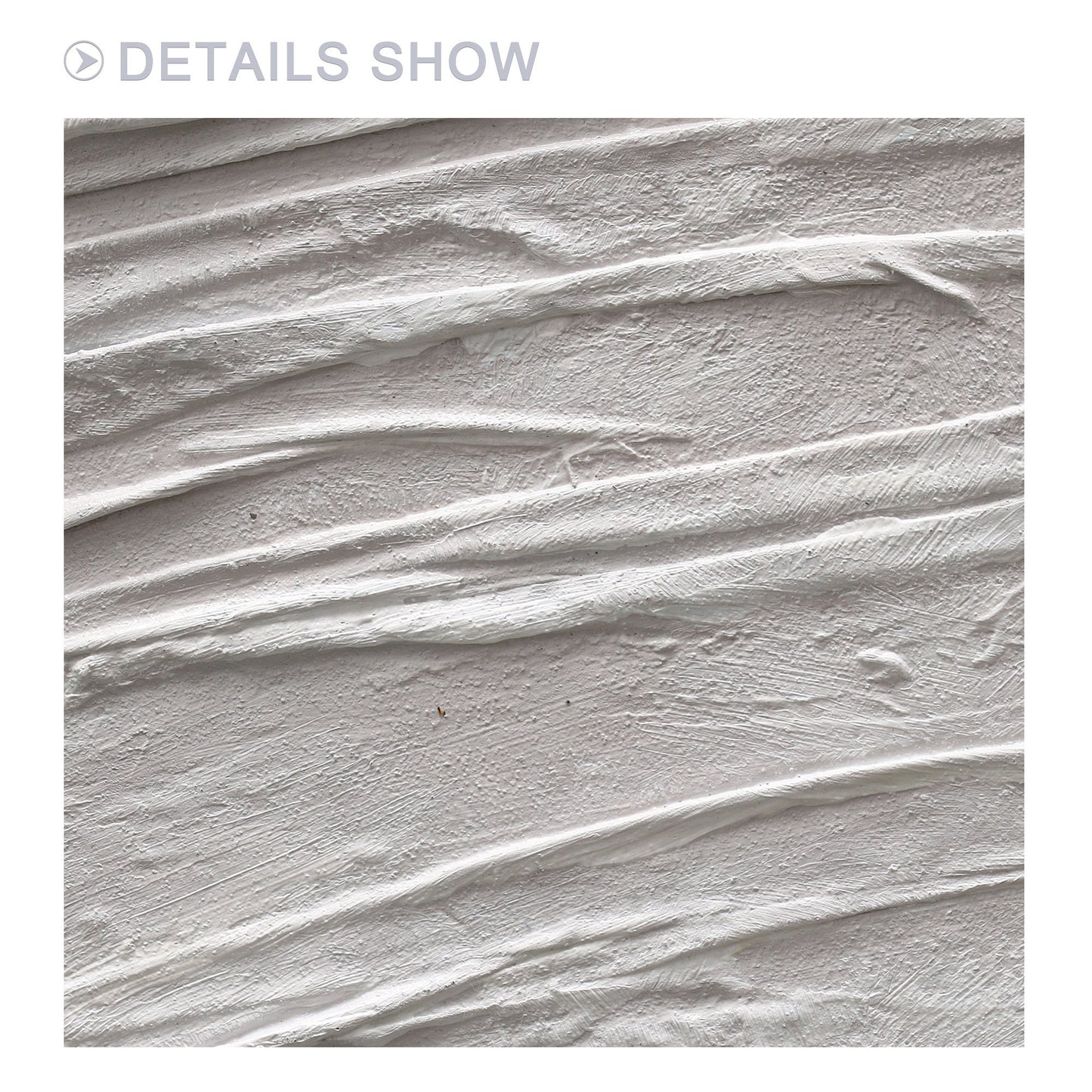 White Textured Painting On Canvas: Framed 3D Minimalist Wall Art #3