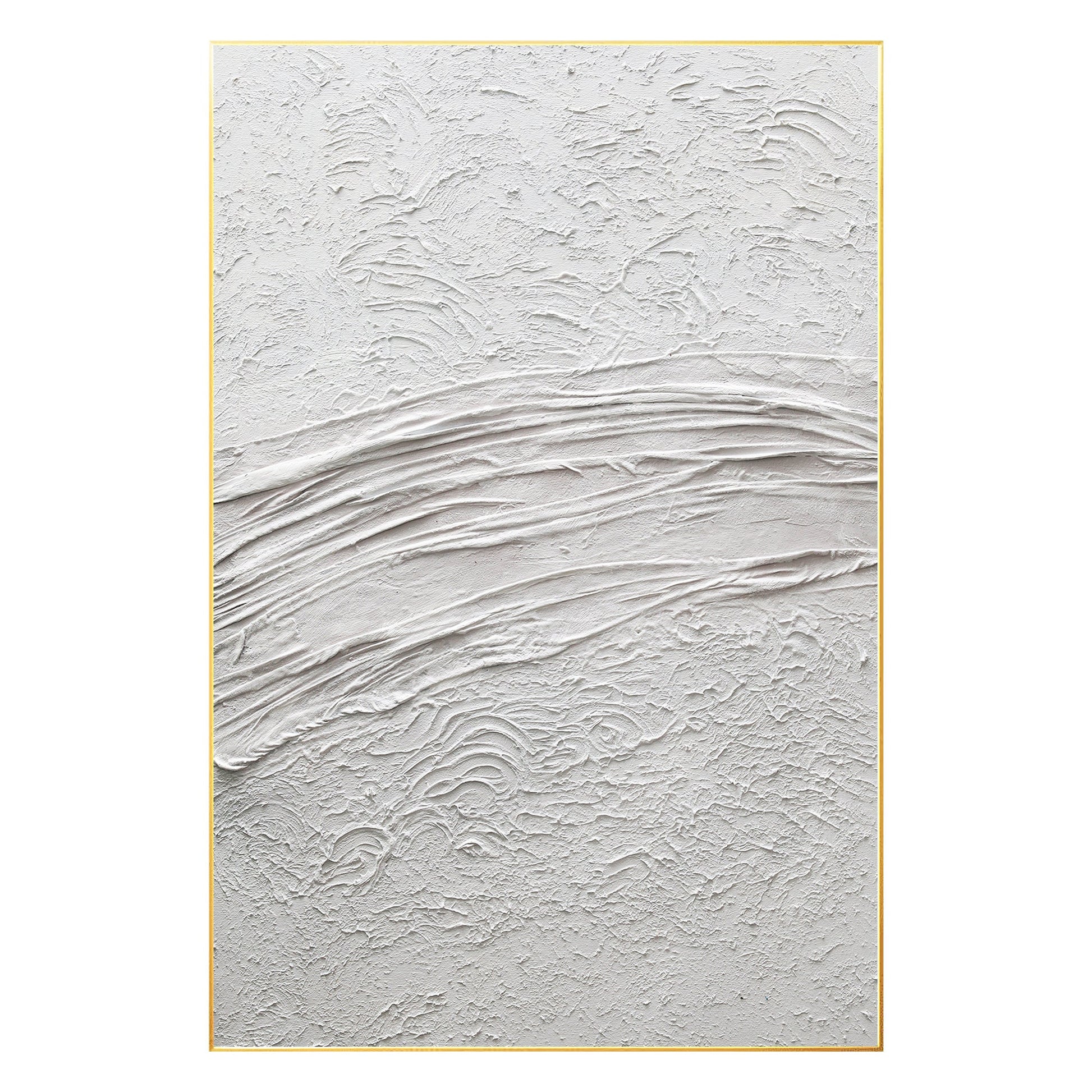White Textured Painting On Canvas: Framed 3D Minimalist Wall Art #8