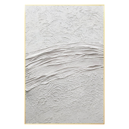 White Textured Painting On Canvas: Framed 3D Minimalist Wall Art #8