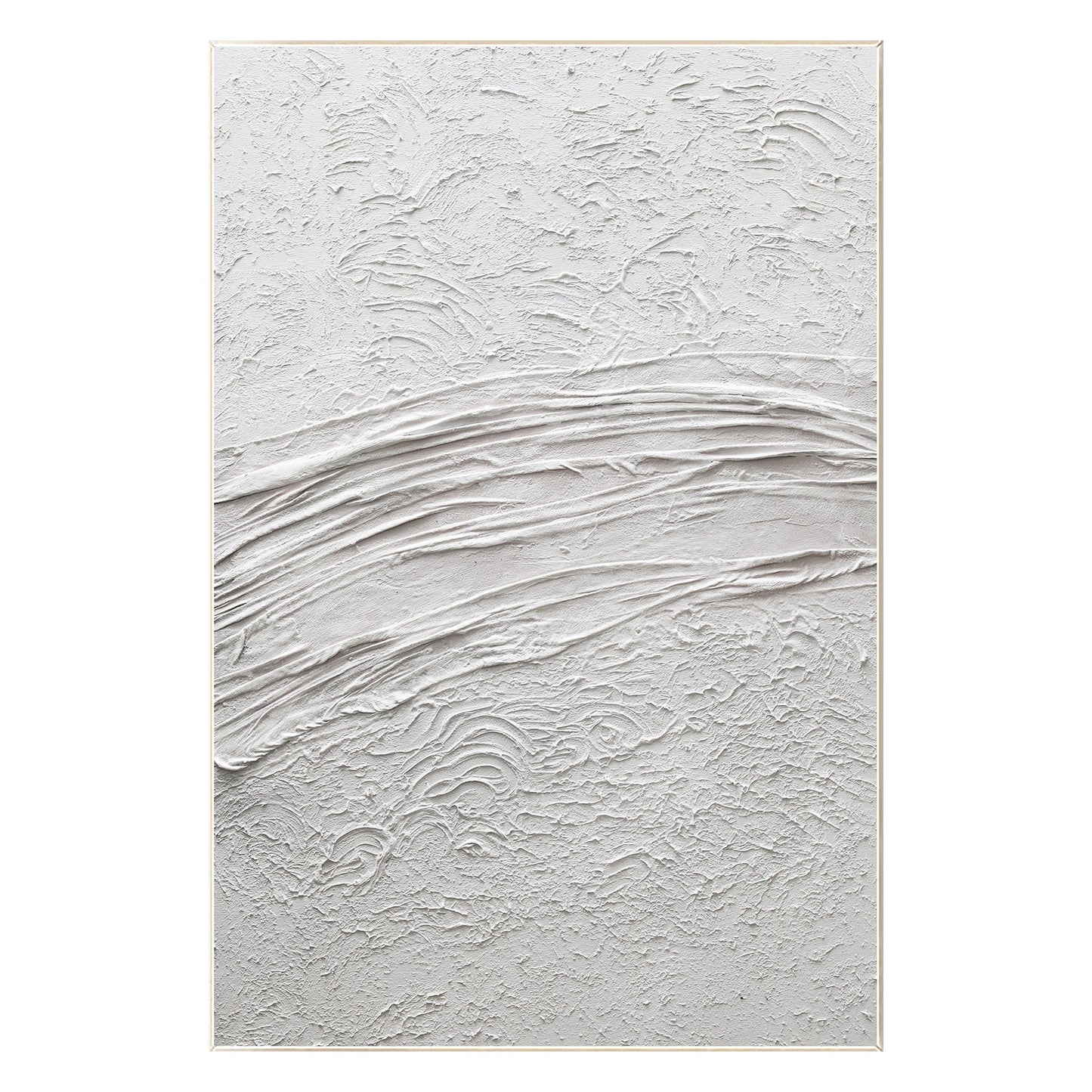 White Textured Painting On Canvas: Framed 3D Minimalist Wall Art #9