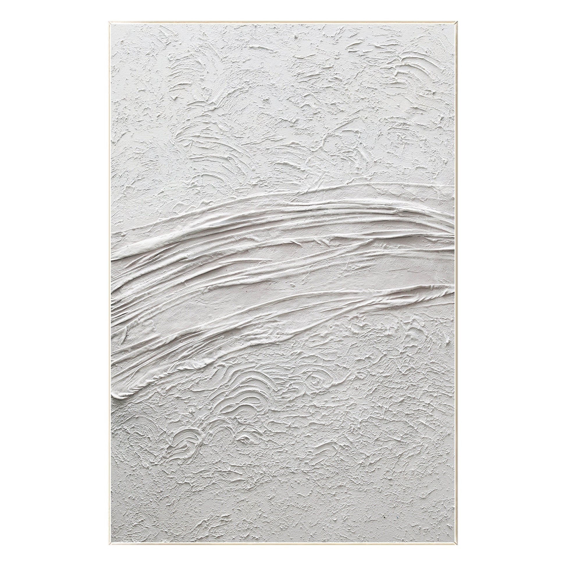 White Textured Painting On Canvas: Framed 3D Minimalist Wall Art #9