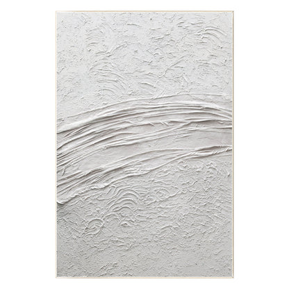 White Textured Painting On Canvas: Framed 3D Minimalist Wall Art #9