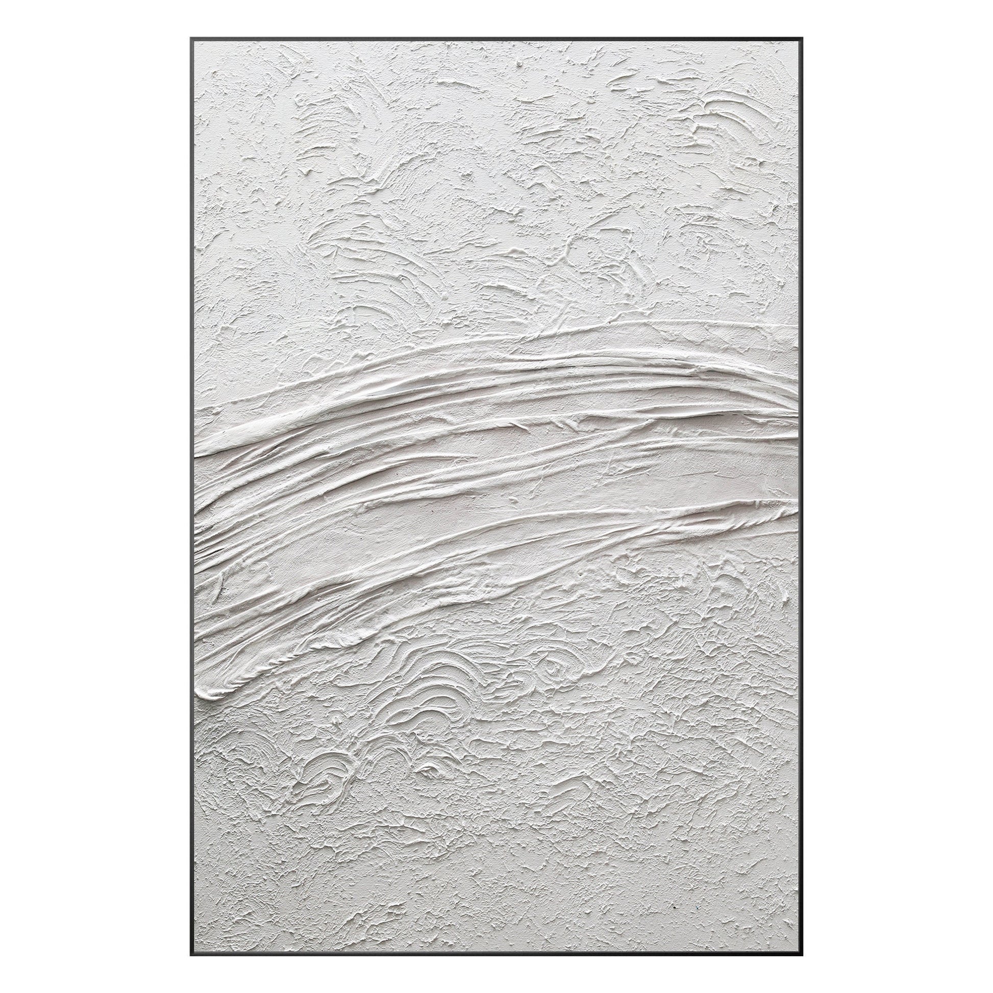 White Textured Painting On Canvas: Framed 3D Minimalist Wall Art #10