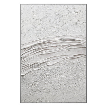 White Textured Painting On Canvas: Framed 3D Minimalist Wall Art #10