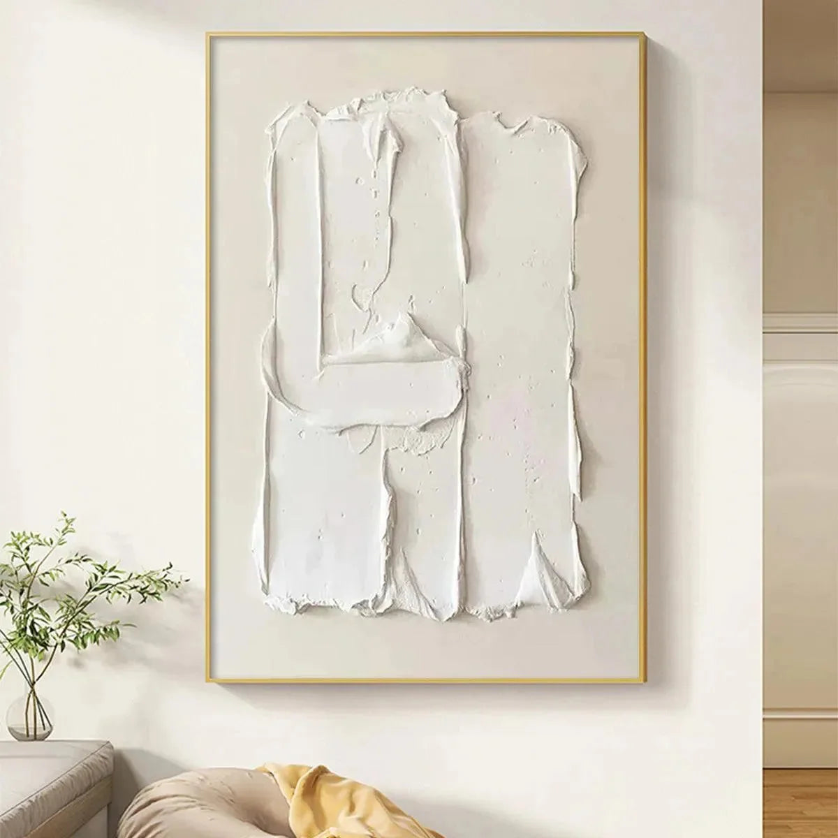 WHITE TEXTURED RELIEF | Abstract closeup, raised brushwork detail