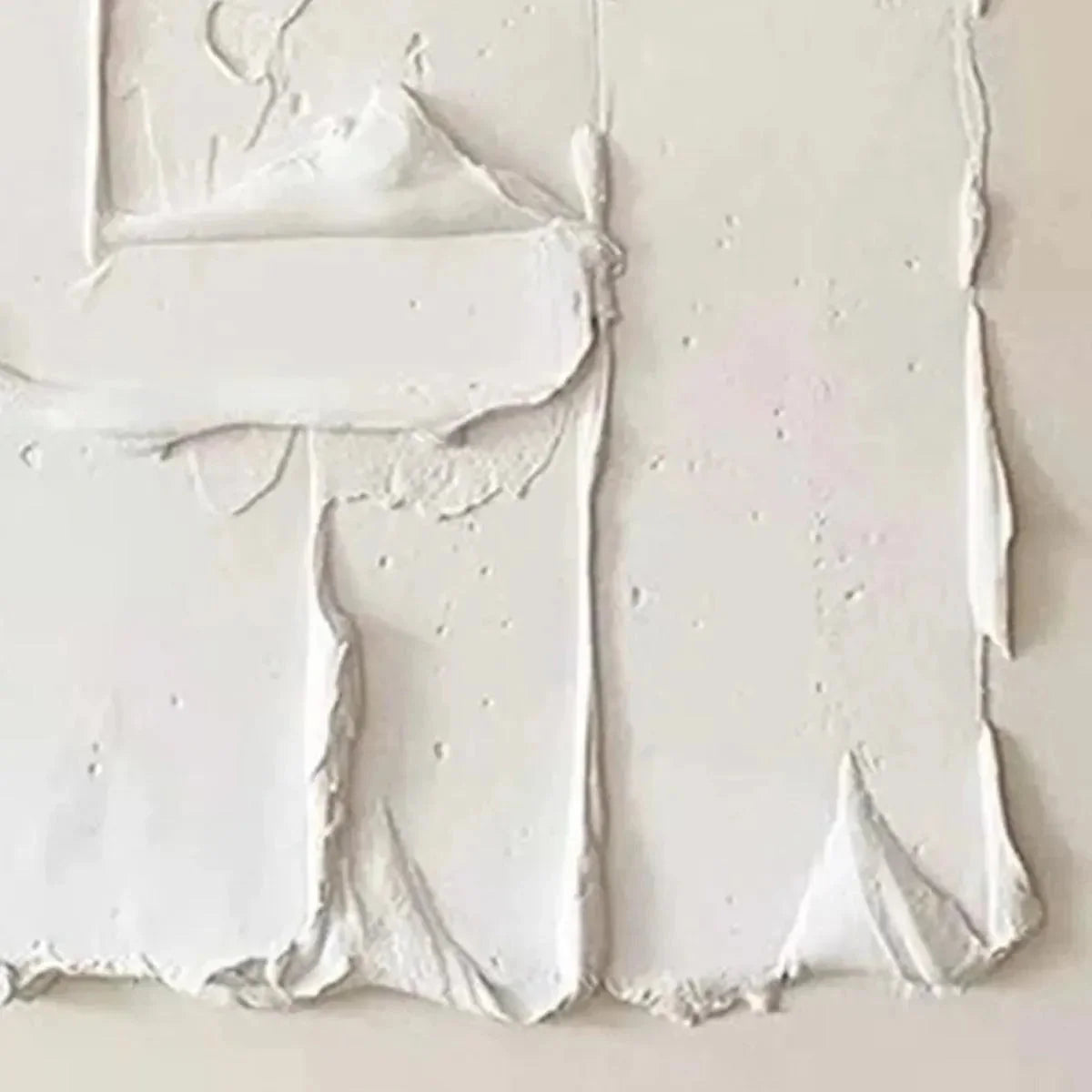 WHITE TEXTURED RELIEF | rectangular format, hand-painted canvas edge