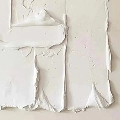 WHITE TEXTURED RELIEF | rectangular format, hand-painted canvas edge