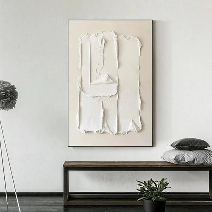 WHITE TEXTURED RELIEF | black frame version on white wall