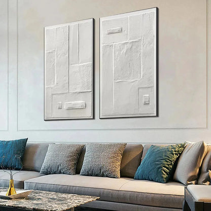 WHITE TEXTURED VERTICAL DIPTYCH | Minimalist mood, soft natural light studio shot
