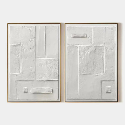 WHITE TEXTURED VERTICAL DIPTYCH | hanging in , Minimalist wall art