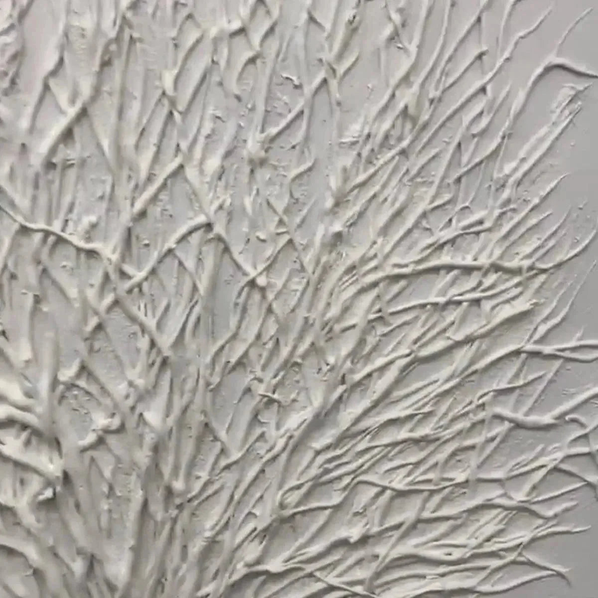 WHITE TEXTURED TREE | gold frame stretched on neutral wall