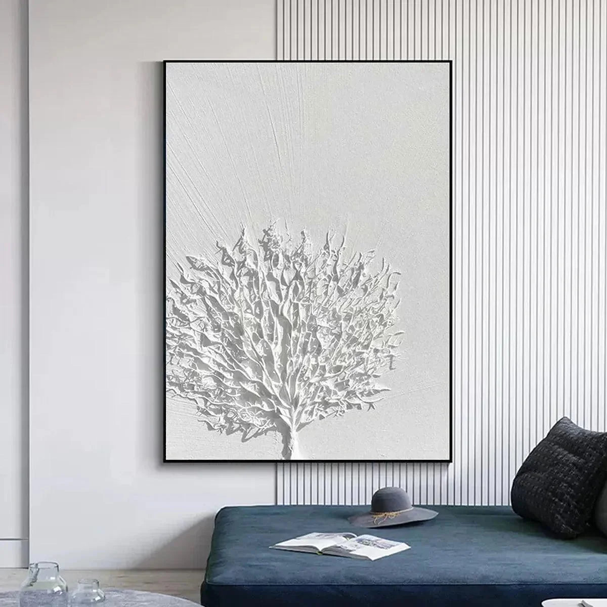 WHITE TEXTURED TREE | rolled canvas, ready for custom framing