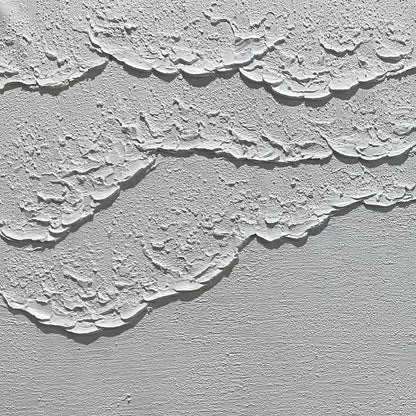 WHITE TEXTURED WAVES DIPTYCH | rectangular format, hand-painted canvas edge