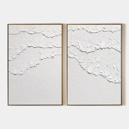 WHITE TEXTURED WAVES DIPTYCH | hanging in , Abstract wall art
