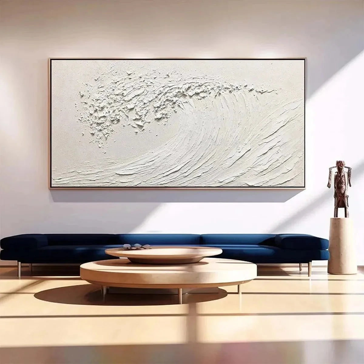 WHITE WAVE | Minimalist closeup, raised brushwork detail