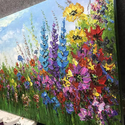 WILD BLOOM MEADOW | rectangular format, hand-painted canvas edge