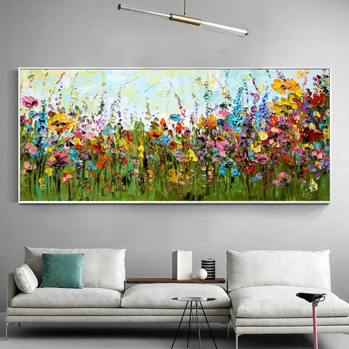 WILD BLOOM MEADOW | gold frame stretched on neutral wall