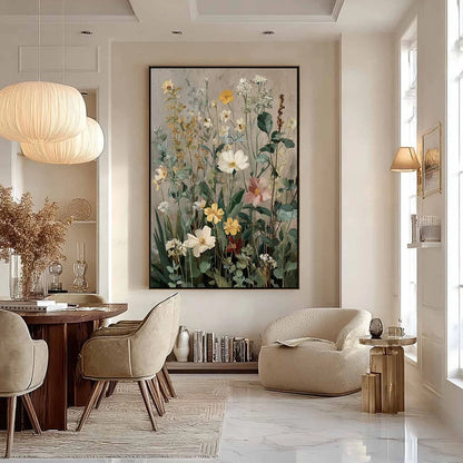 WILD BLOOM SERENADE | gold frame stretched on neutral wall