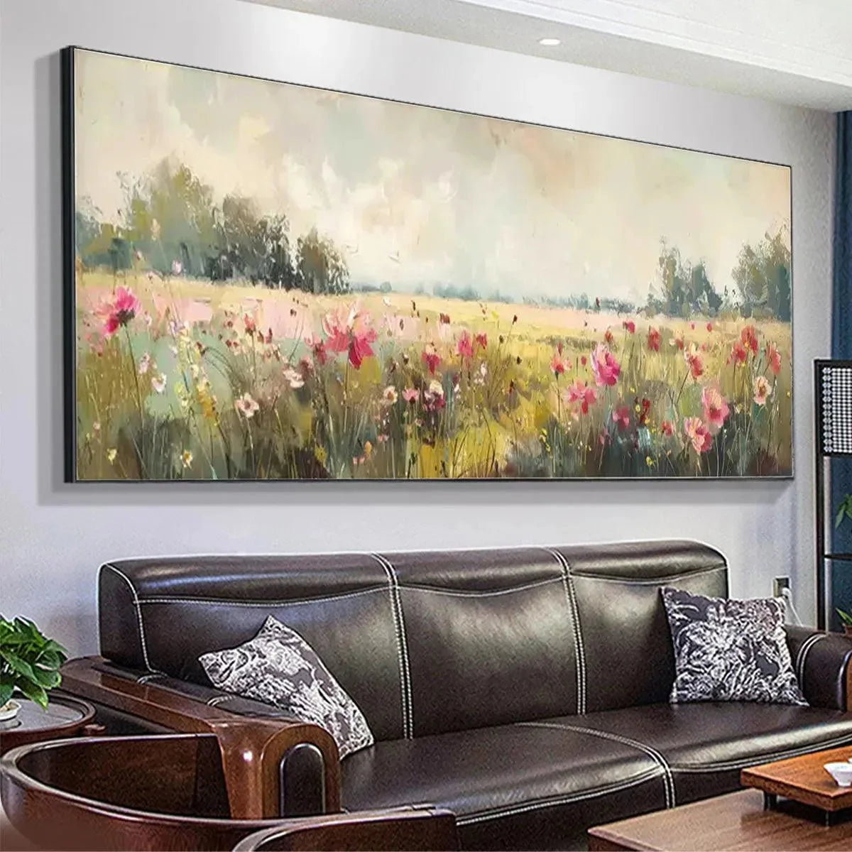 WILD FLOWER FIELD PANORAMIC | rolled canvas, ready for custom framing