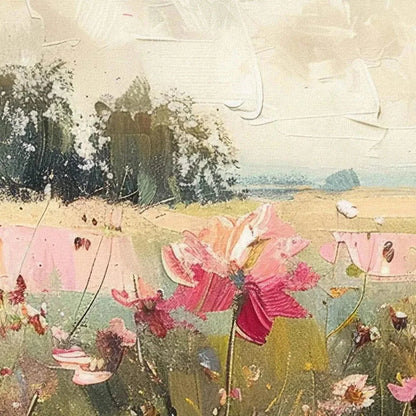 WILD FLOWER FIELD PANORAMIC | multi-color palette, original  art