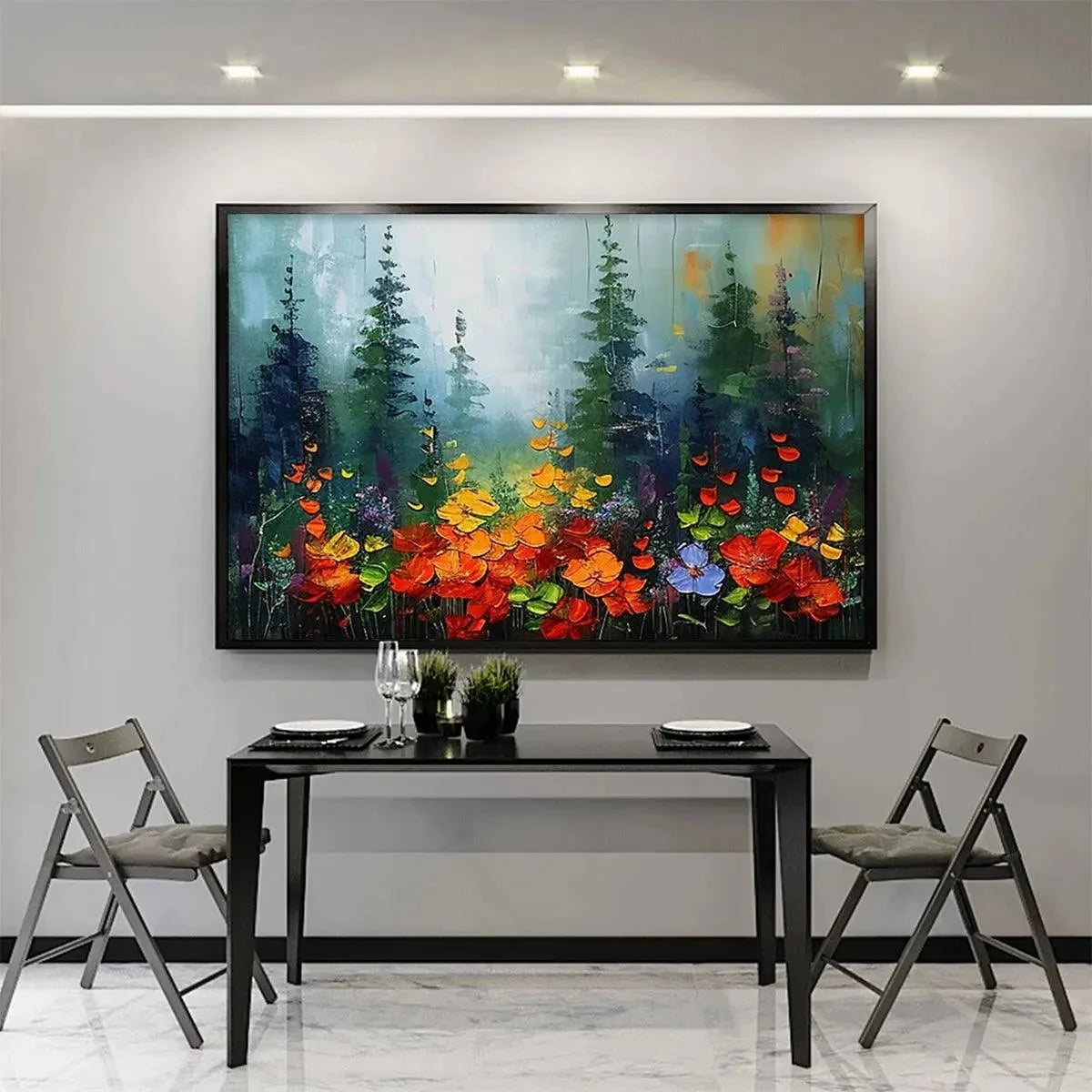 WILD FLOWER MEADOW | Landscape closeup, raised brushwork detail