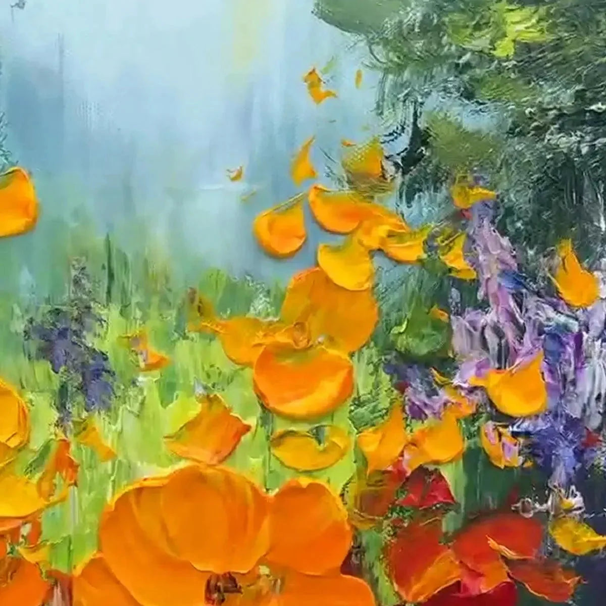 WILD FLOWER MEADOW | rectangular format, hand-painted canvas edge