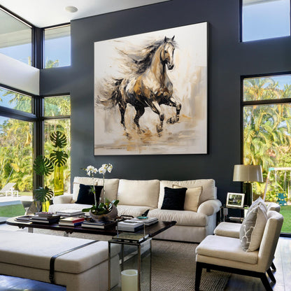 Wild Horse Painting: 3D Texture Acrylic Art, Framed Canvas #2