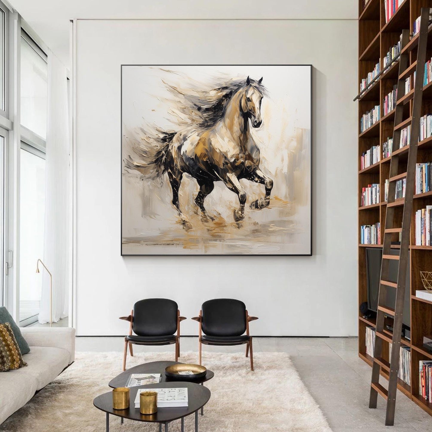 Wild Horse Painting: 3D Texture Acrylic Art, Framed Canvas #4