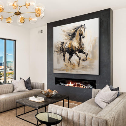Wild Horse Painting: 3D Texture Acrylic Art, Framed Canvas #5